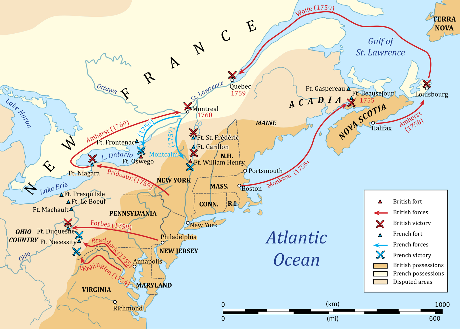 French and Indian War begins, 1754